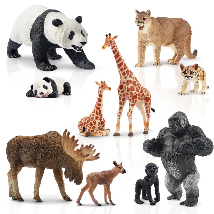 10-Piece Wildlife Parent & Cub Figurines Playset