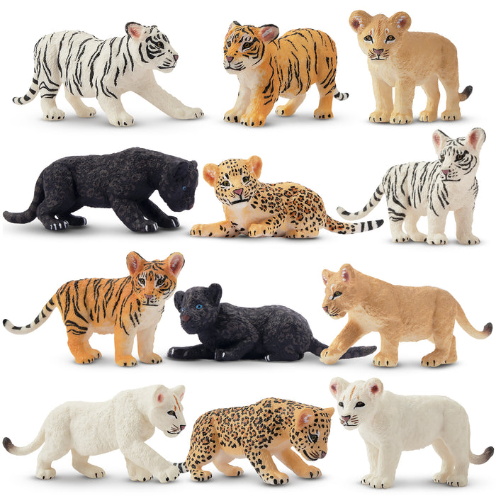 12-Piece Mini Tiger?Cub?Figurines Playset