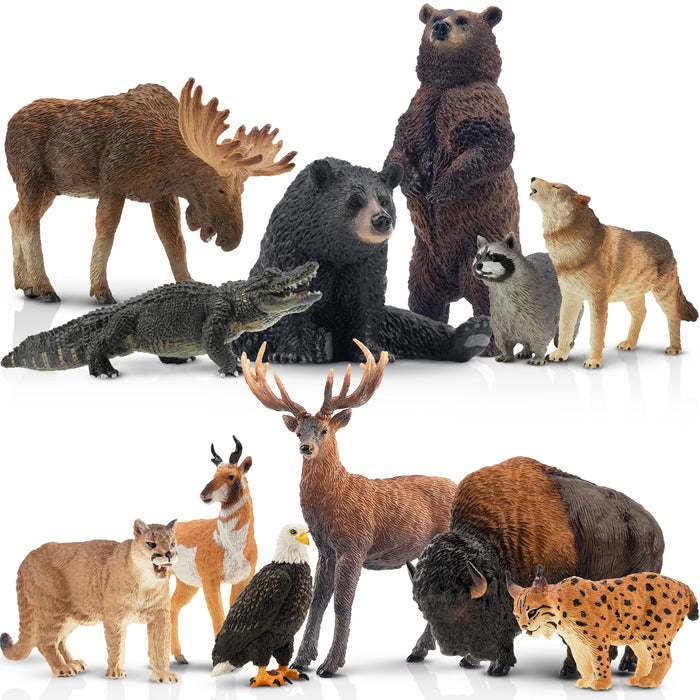 12-Piece North American Forest Animals Figurine Playset