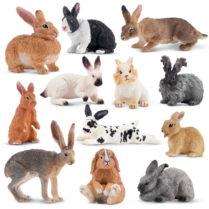 12-Piece?Rabbit Animal Figurines Playset