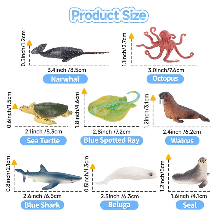 24-Piece Ocean Animal Figurines Playset - Mini Size