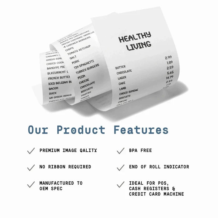 3 1/8" X 230' (50 Rolls) Thermal Cash Register Paper Roll