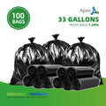 33 Gallon Trash Bags, 33" x 39", 1.2 mil, 100 bags/ctn