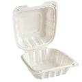 5" x 5" 1-Compartment White Hinged Container, 250 ct