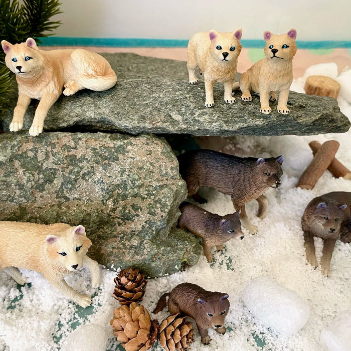 8-Piece Wolf Family Figurine Playset