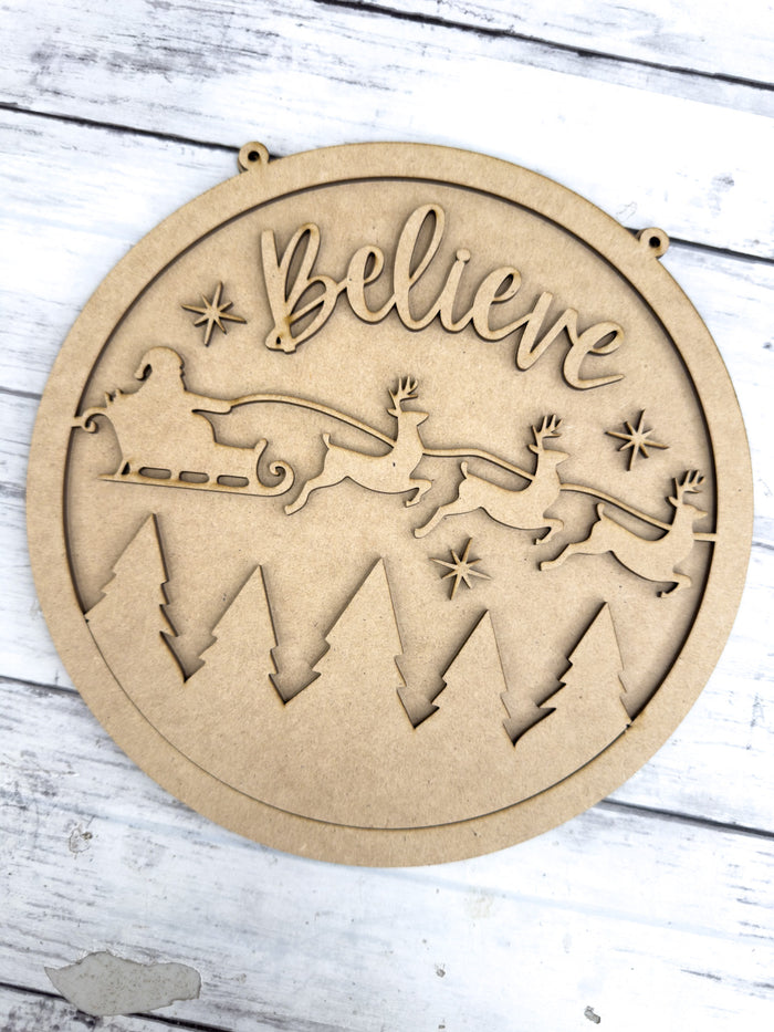 9 in round Believe Santa Sign DIY Craft Kit