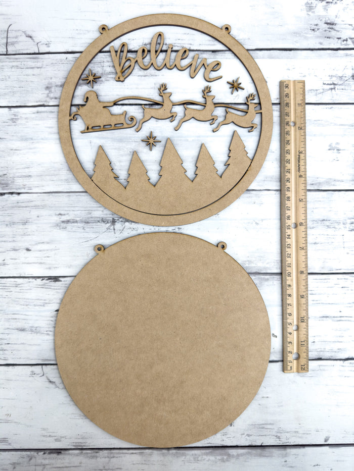 9 in round Believe Santa Sign DIY Craft Kit