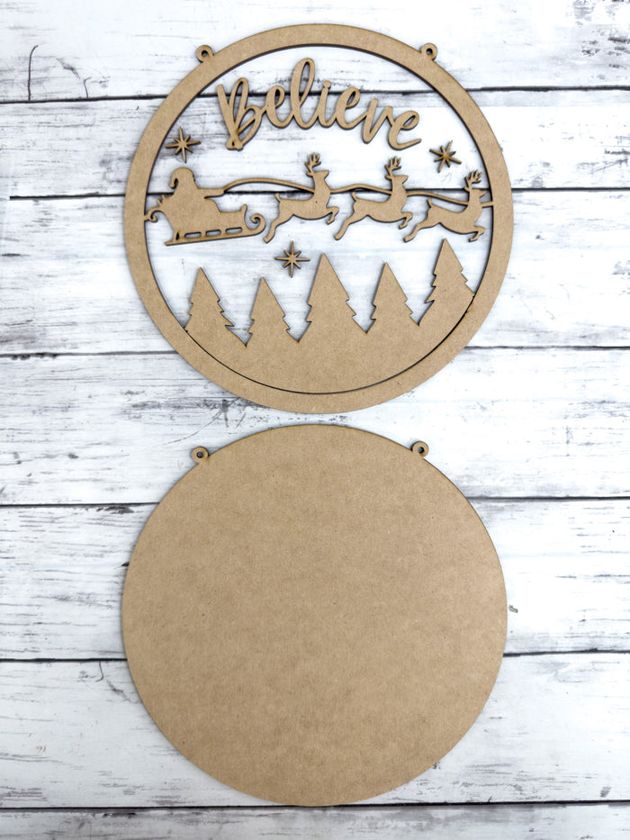 9 in round Believe Santa Sign DIY Craft Kit