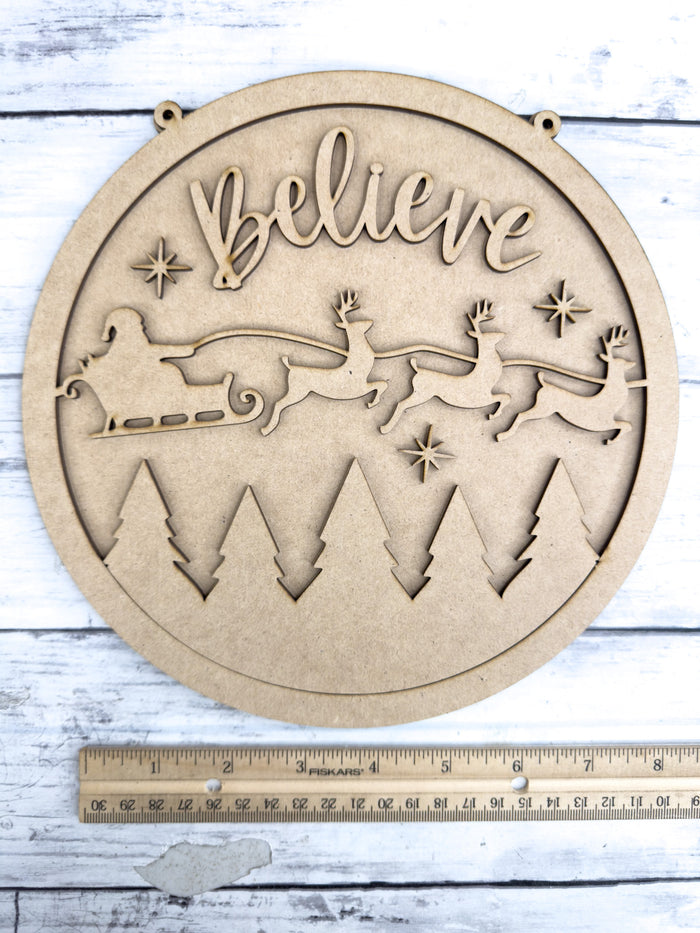 9 in round Believe Santa Sign DIY Craft Kit