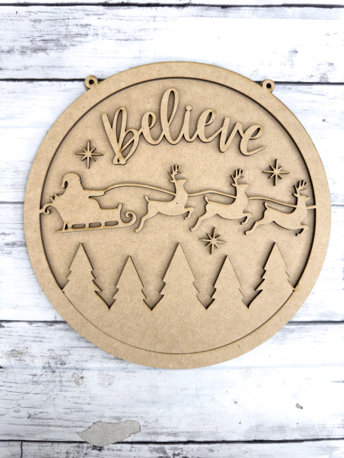 9 in round Believe Santa Sign DIY Craft Kit