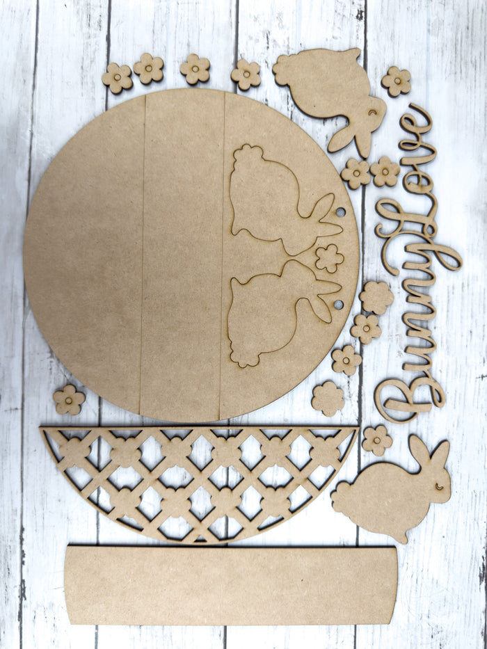 9 in round Bunny Love Sign DIY Craft Kit
