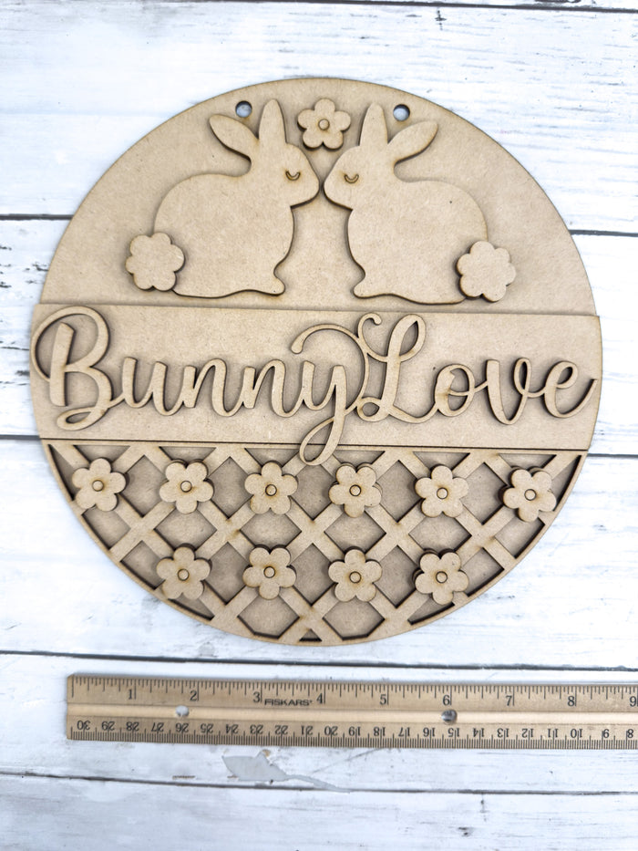 9 in round Bunny Love Sign DIY Craft Kit