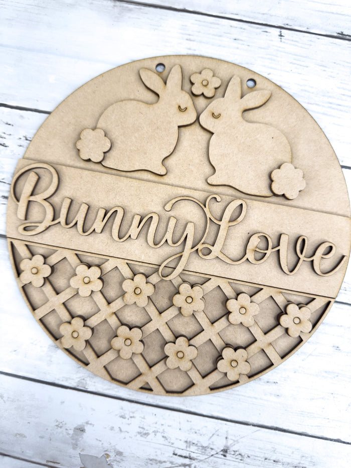 9 in round Bunny Love Sign DIY Craft Kit