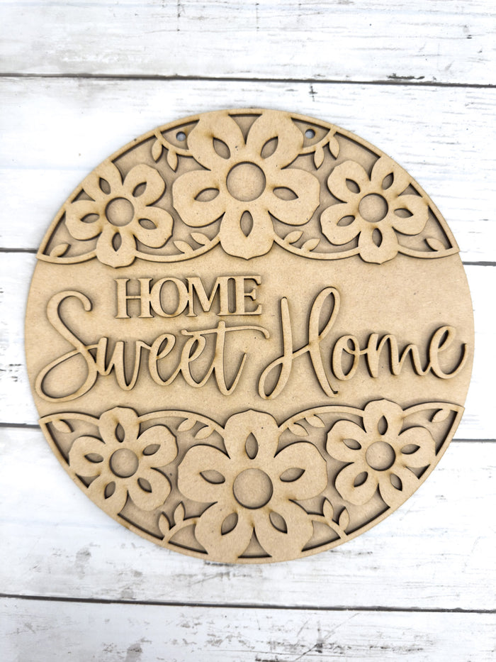 9 in round Home Sweet Home Floral Sign DIY Craft Kit