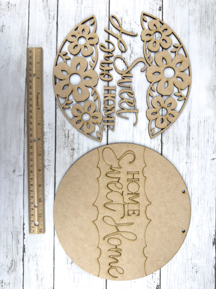 9 in round Home Sweet Home Floral Sign DIY Craft Kit