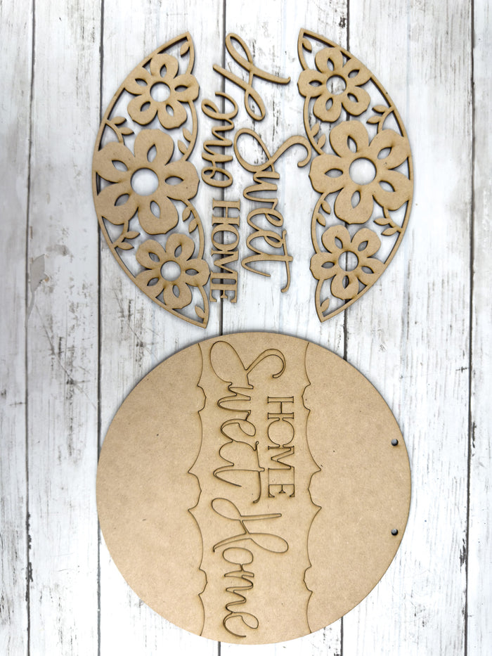 9 in round Home Sweet Home Floral Sign DIY Craft Kit