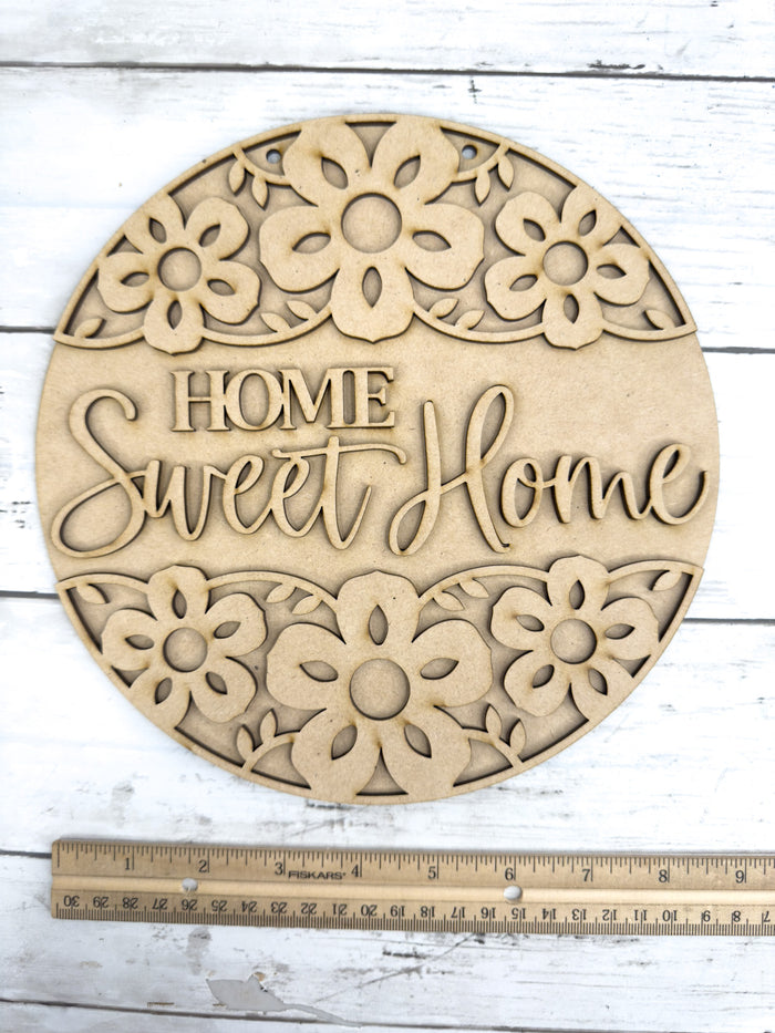 9 in round Home Sweet Home Floral Sign DIY Craft Kit
