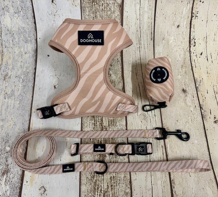 Doghouse Everyday Comfort Dog Lead in Nude Zebra Stripe - DOGHOUSE