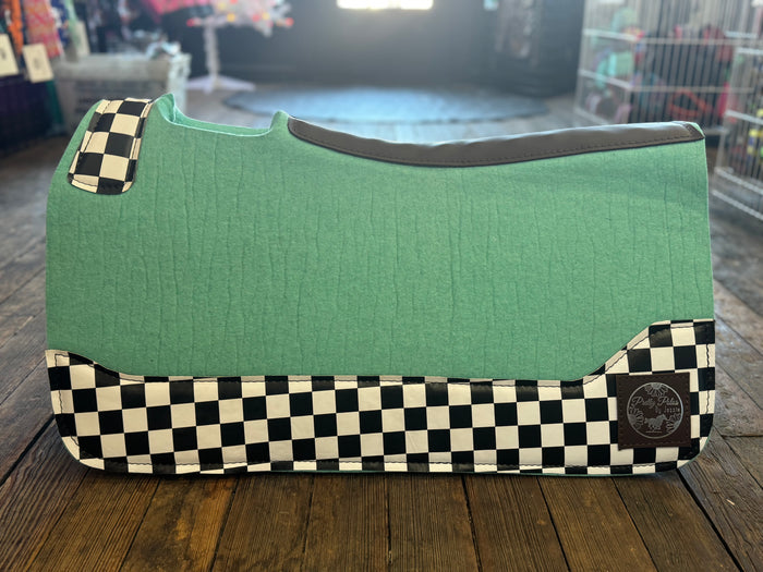 Mint Checkered Saddle Pad