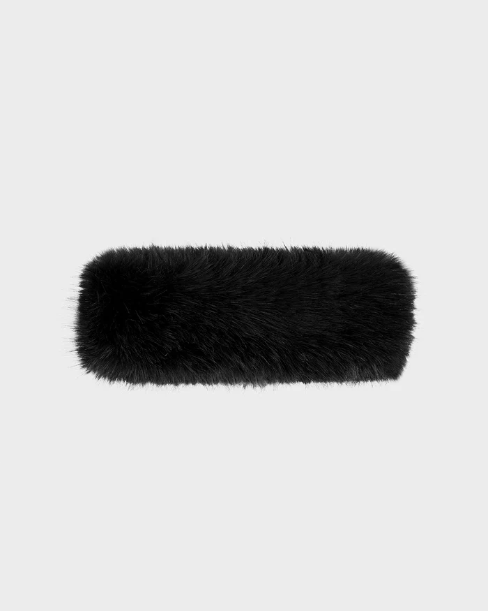 The Rudsak ARLETTE - 8425544 Black is a rectangular faux fur clutch bag with a soft, fluffy texture—perfect as a chic winter accessory—shown against a plain light gray background.
