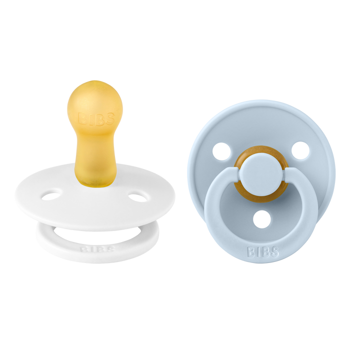 BIBS Pacifier Original - 2-pack in Baby Blue - Front View on White Background