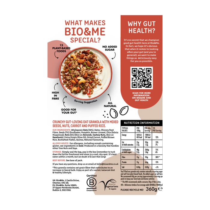 Bio&Me Super Seedy & Nutty Gut-Loving Granola 360g