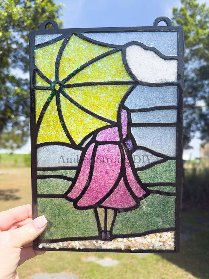 BULK Style 101 Girl with umbrella Laser Cut Outline Frame Blank