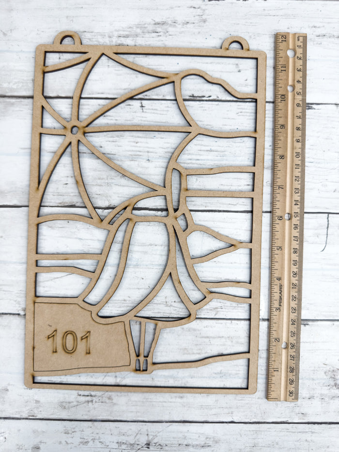BULK Style 101 Girl with umbrella Laser Cut Outline Frame Blank