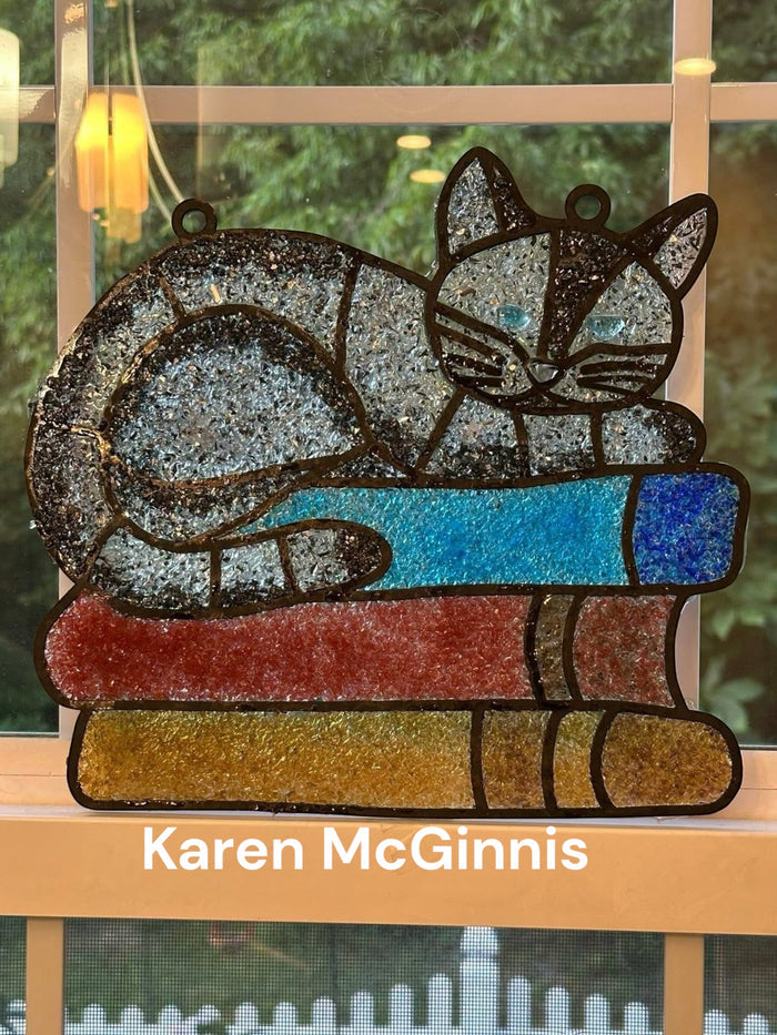 BULK Style 170 Cat on Books Laser Cut Outline Frame Blank