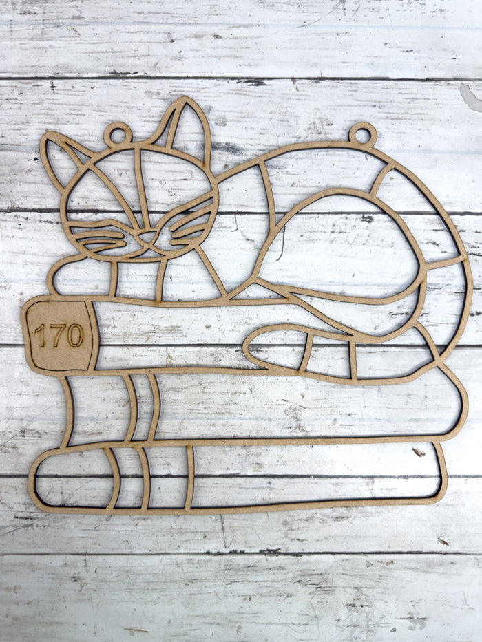 BULK Style 170 Cat on Books Laser Cut Outline Frame Blank