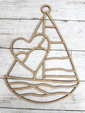 BULK Style 98 Sailboat with Heart Laser Cut Outline Frame Blank