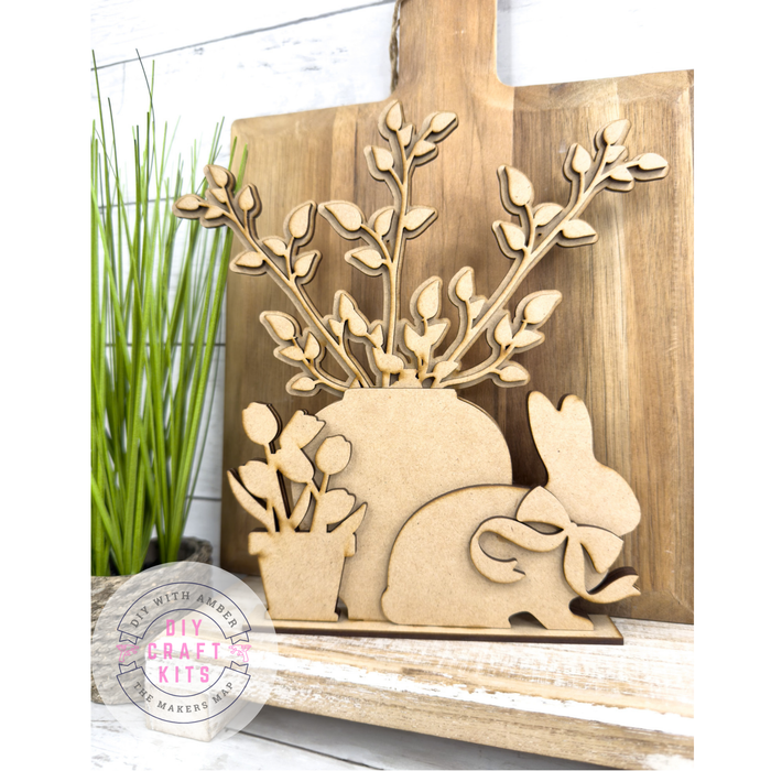 Bunny Potted Flowers Shelf Sitter DIY Kit