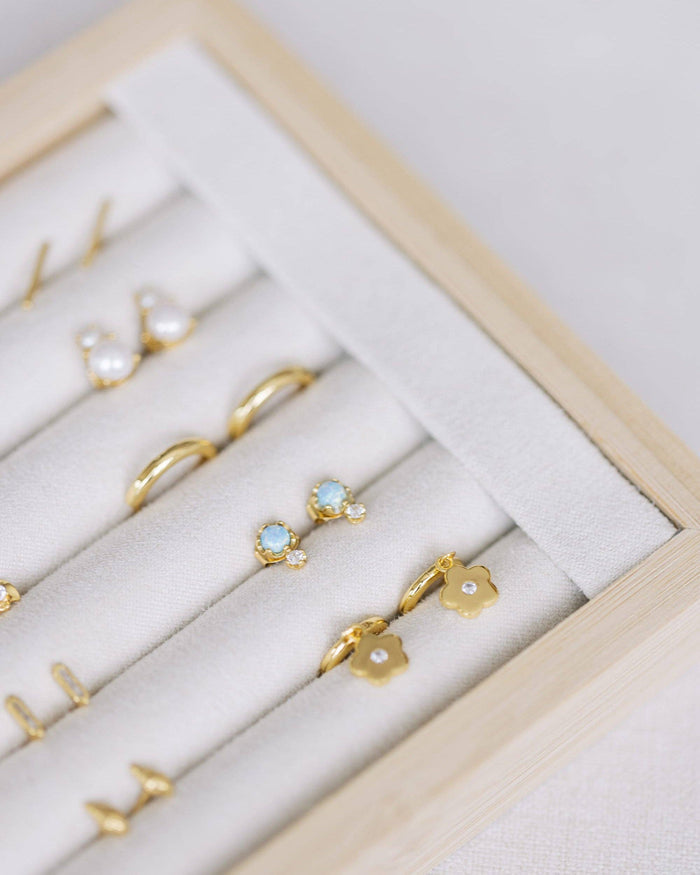 Coast and Cove - Gold Flower Crystal Drop Huggie