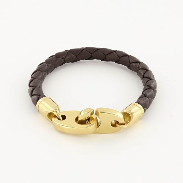 Commander Leather Rope Bracelet (Brass/Brown)