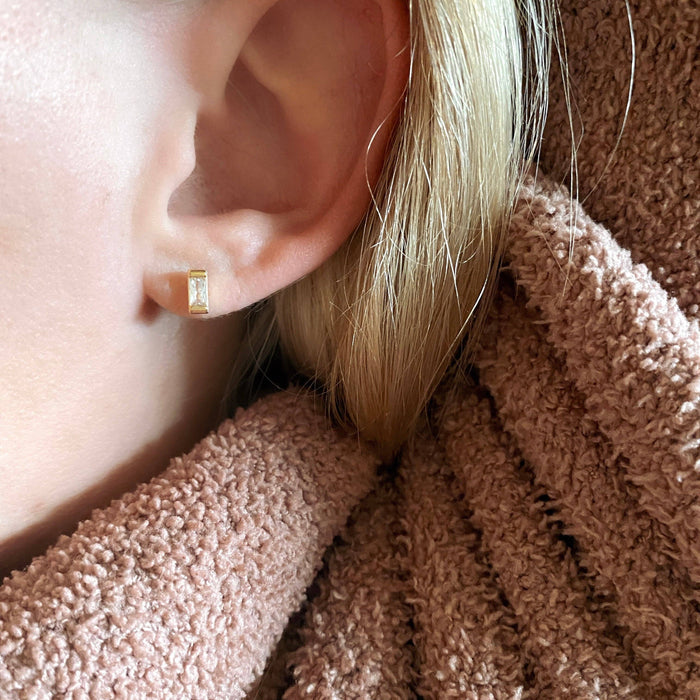 CZ Baguette Studs