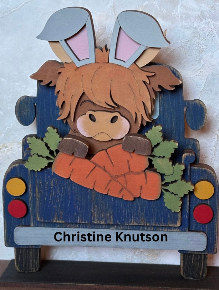 Easter Highland Cow with Carrots Hugger Kit