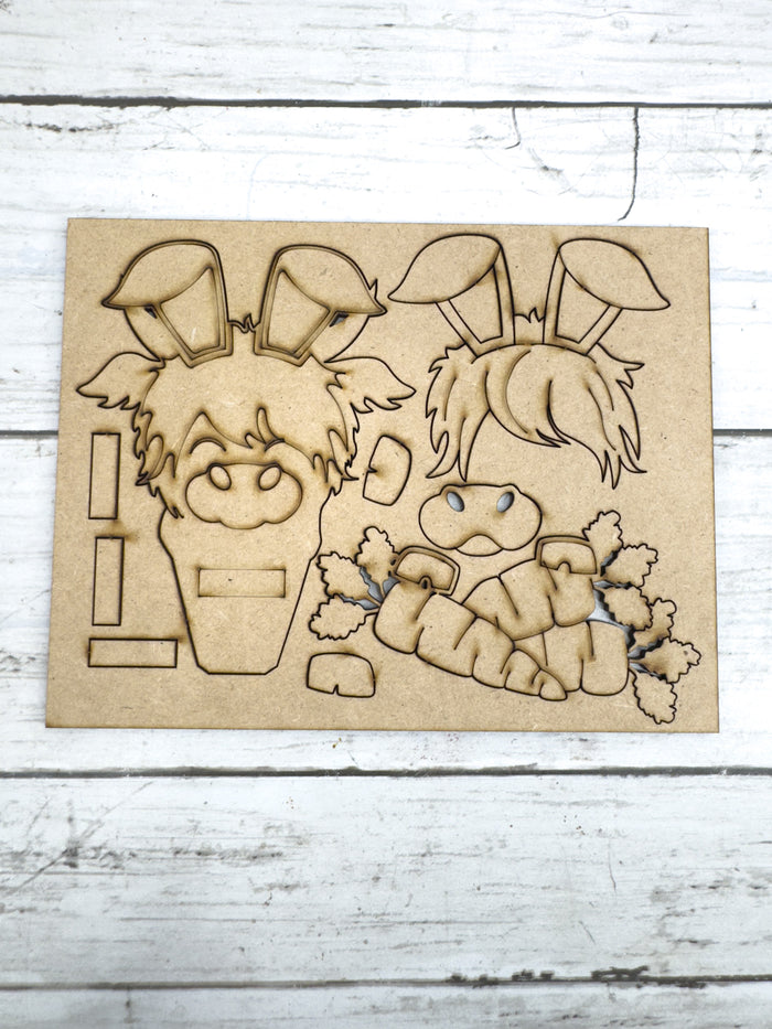 Easter Highland Cow with Carrots Hugger Kit