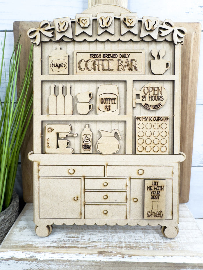 Fancy Mini Coffee Bar Hutch DIY Craft Kit