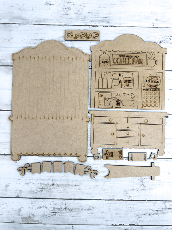 Fancy Mini Coffee Bar Hutch DIY Craft Kit