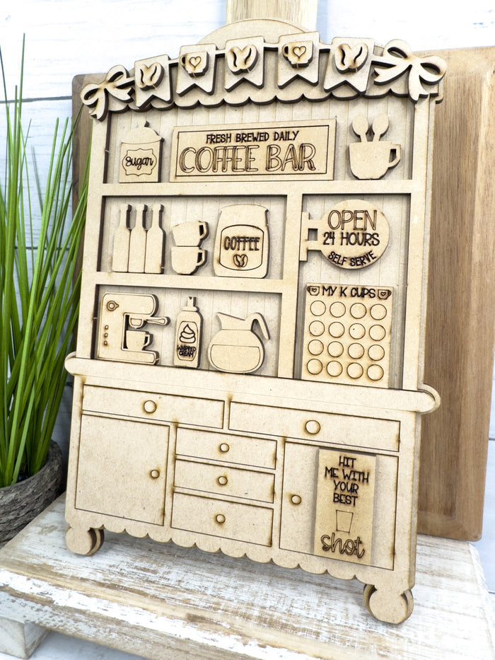 Fancy Mini Coffee Bar Hutch DIY Craft Kit