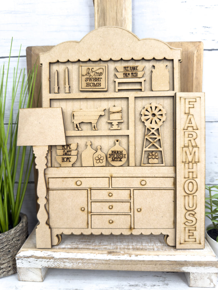 Fancy Mini Farmhouse Hutch DIY Craft Kit