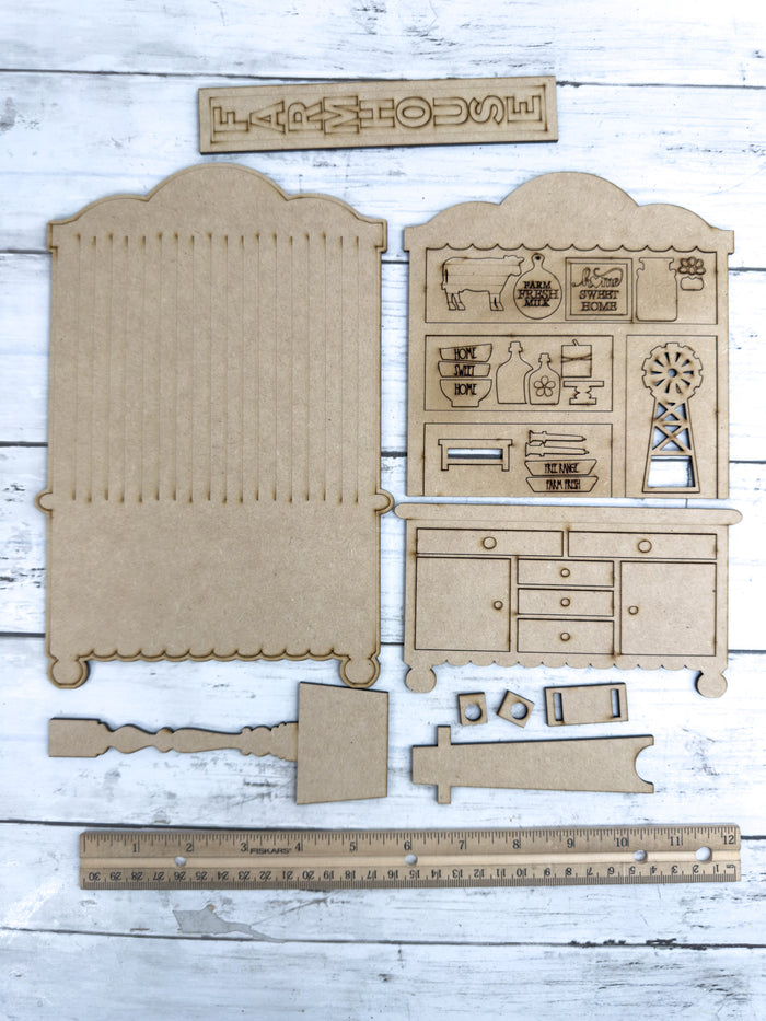 Fancy Mini Farmhouse Hutch DIY Craft Kit