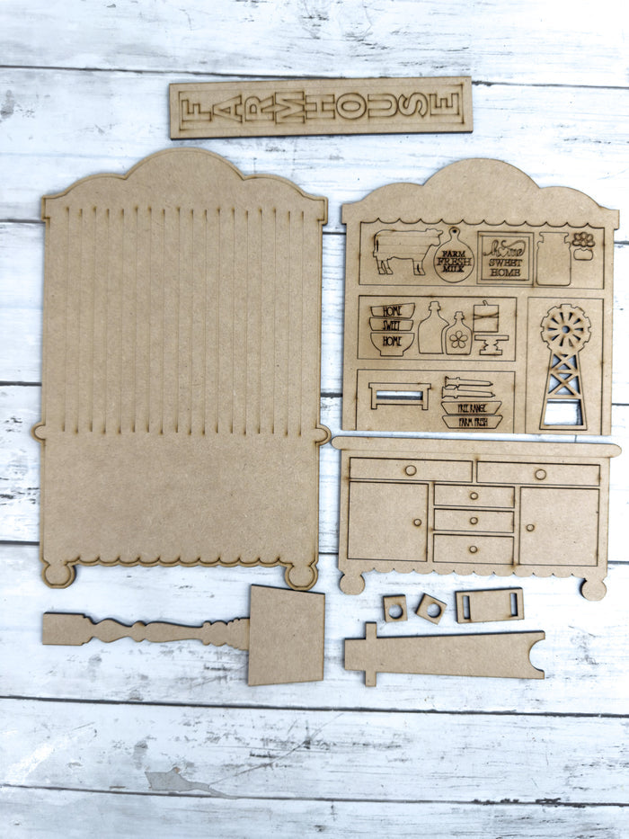 Fancy Mini Farmhouse Hutch DIY Craft Kit