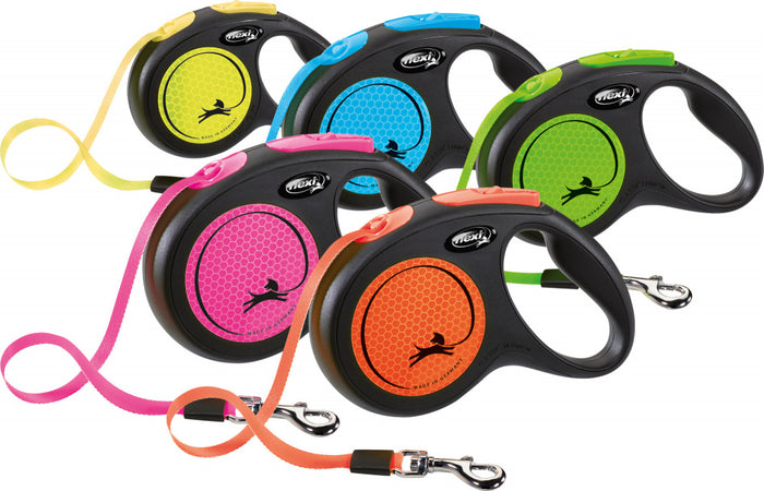 Flexi Extending Dog Lead Neon Tape 5m Small - DOGHOUSE