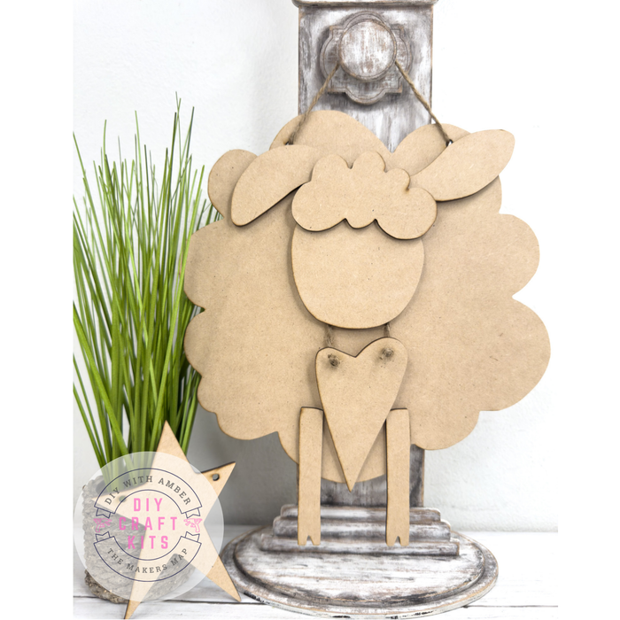 Fluffy Primitive Sheep Hanging DIY Kit