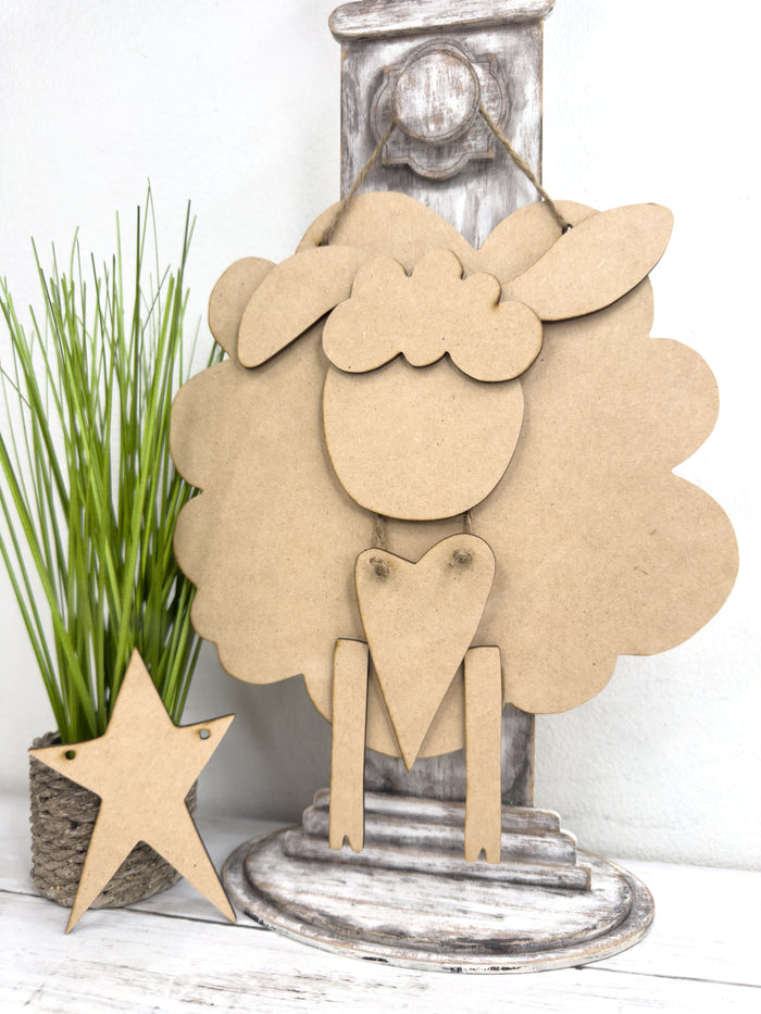 Fluffy Primitive Sheep Hanging DIY Kit