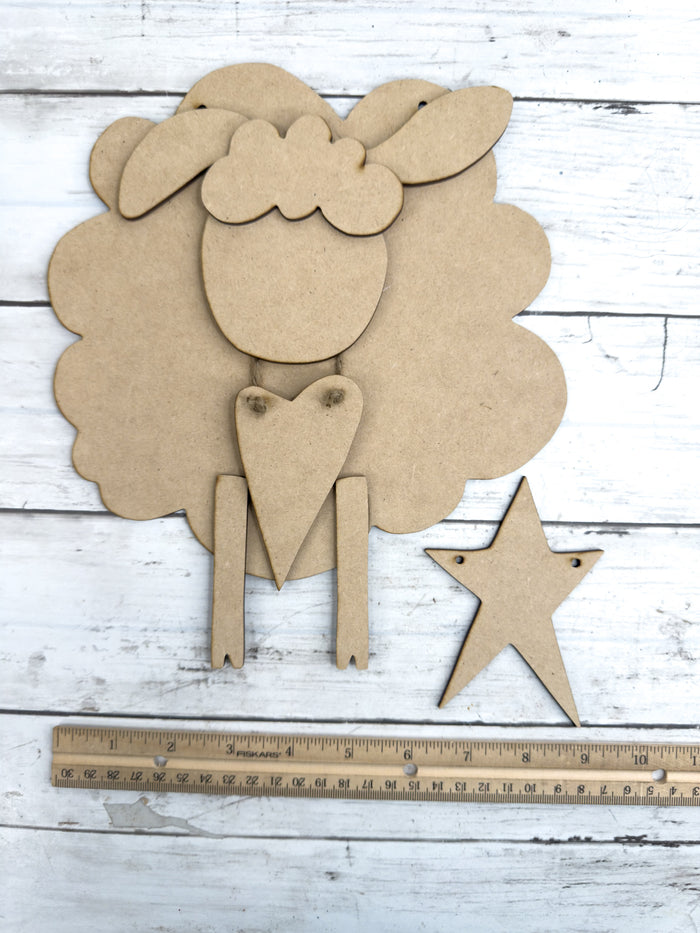 Fluffy Primitive Sheep Hanging DIY Kit