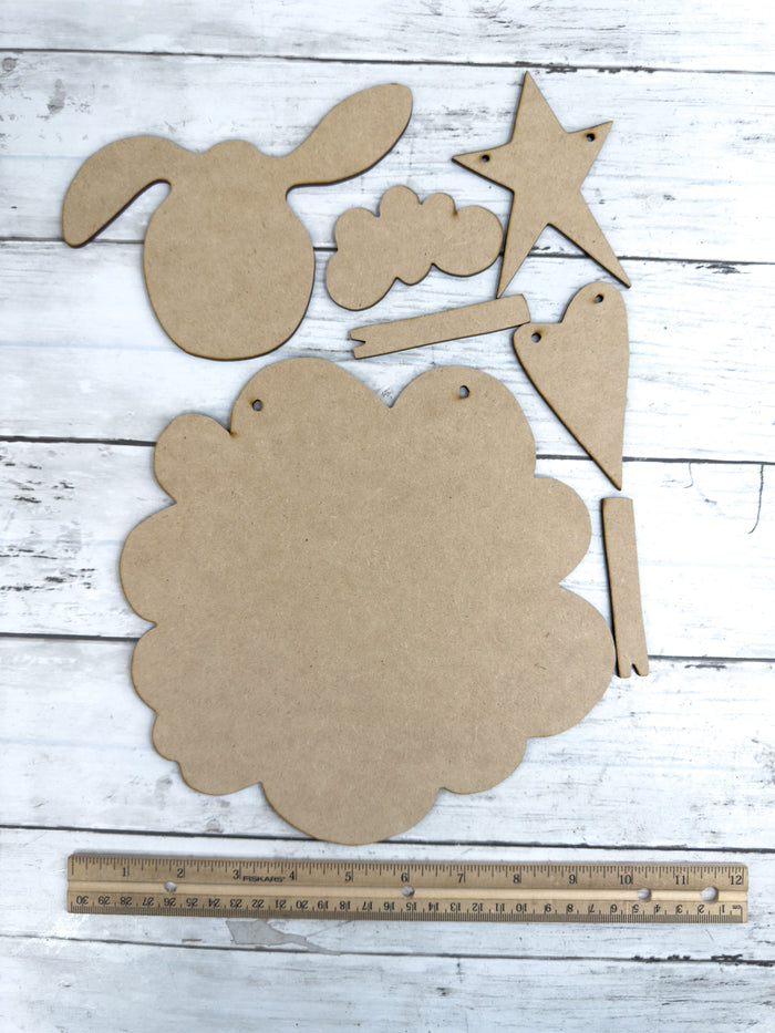Fluffy Primitive Sheep Hanging DIY Kit