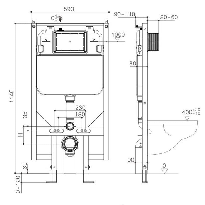 Frame In-wall Cistern for Wall-Mounted  pan