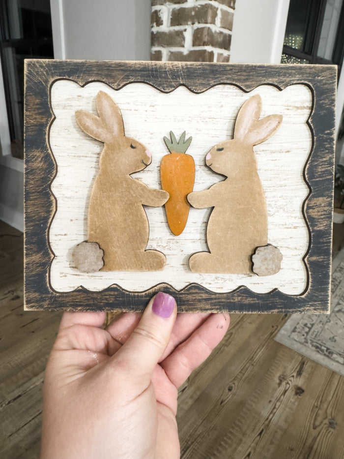 Framed bunny couple carrot DIY Kit